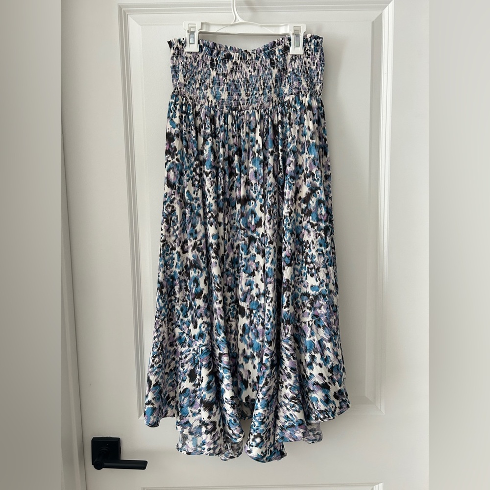 Anthropologie Blue and White High Low Asymmetrical Skirt - Picture 2 of 6